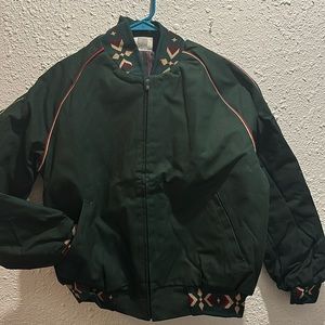 Vintage green blanket lined Aztec jacket